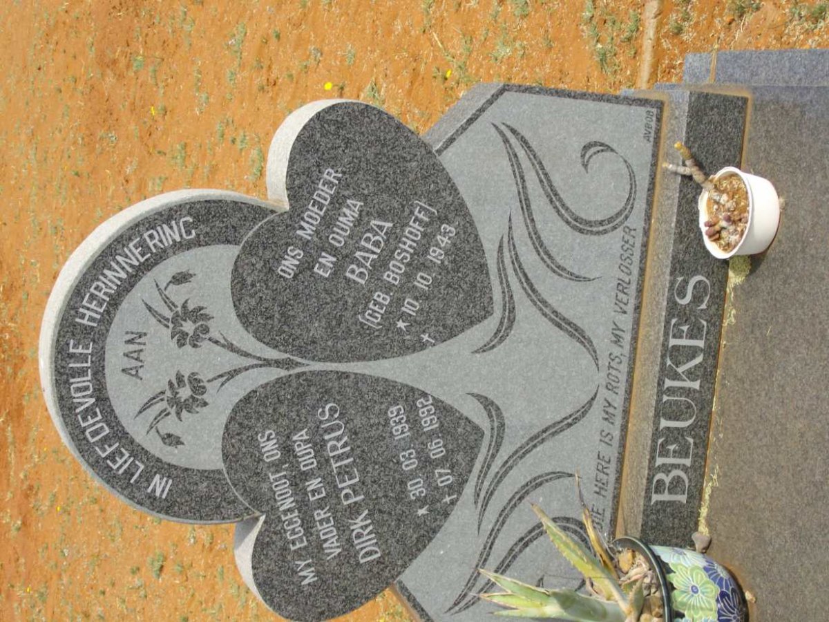 BEUKES Dirk Petrus 1939-1992 &amp; Baba BOSHOFF 1943-