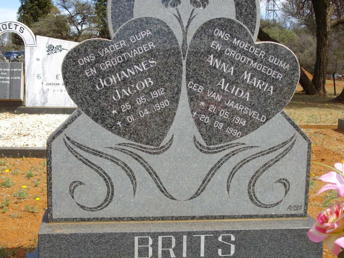 BRITS Johannes Jacob 1912-1990 &amp; Anna Maria Alida VAN JAARSVELD 1914-1990