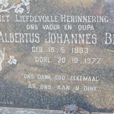 BRITS Albertus Johannes 1883-1977
