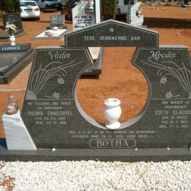 BOTHA Theunis Christoffel 1922-1990 &amp; Edith Claudius DU PREEZ 1923-1990