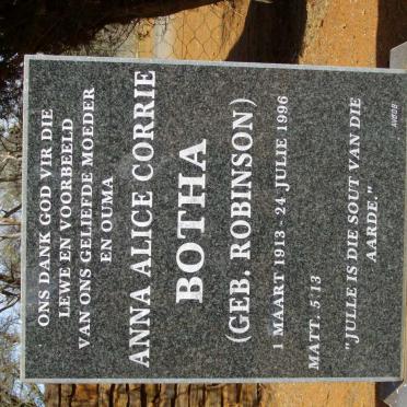 BOTHA Anna Alice Corrie neé ROBINSON 1913-1996