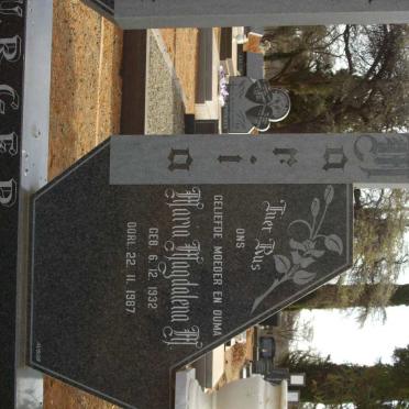 BURGER Schalk Willem 1925-1986 &amp; Maria Magdalena M. 1932-1987 