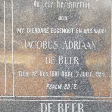 BEER Jacobus Adriaan, de 1881-1954