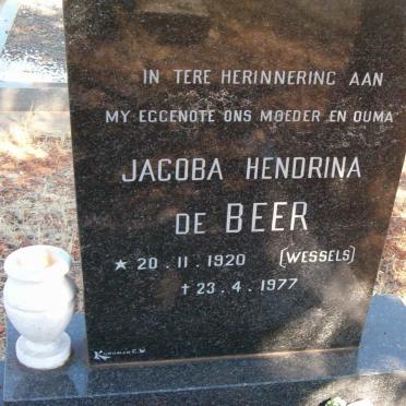 BEER Jacoba Hendrina, de nee WESSELS 1920-1977