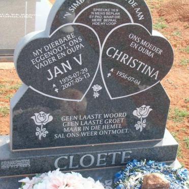 CLOETE Jan V. 1955-2007 &amp; Christina 1956-