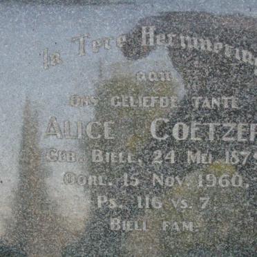 COETZER Alice nee BIELL 1879-1960