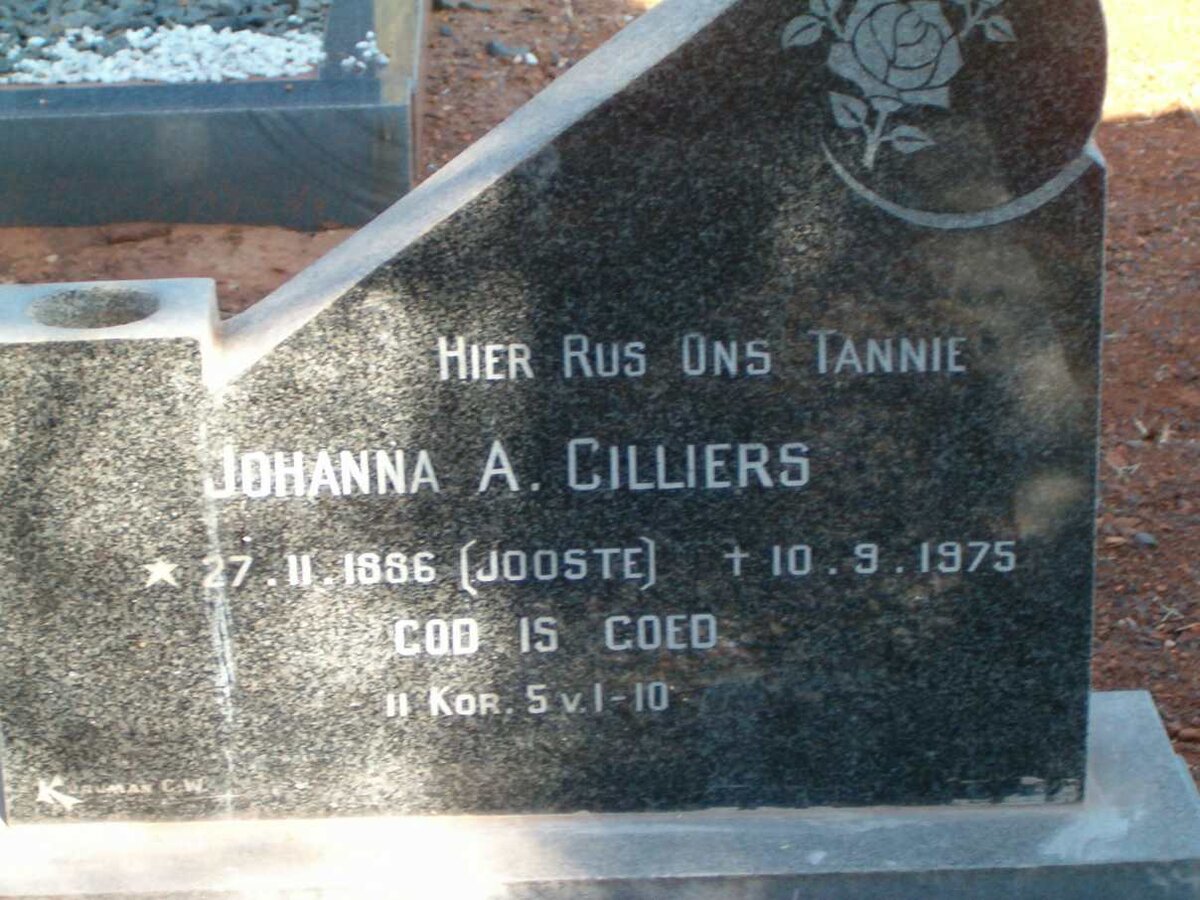 CILLIERS Johanna A. nee JOOSTE 1886-1975