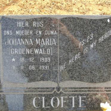 CLOETE Johanna Maria neé GROENEWALD 1909-1991