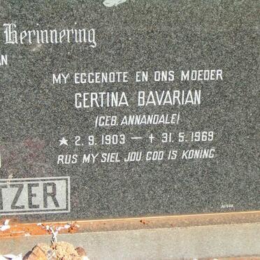 COETZER Gertina Bavarian nee ANNANDALE 1903-1969