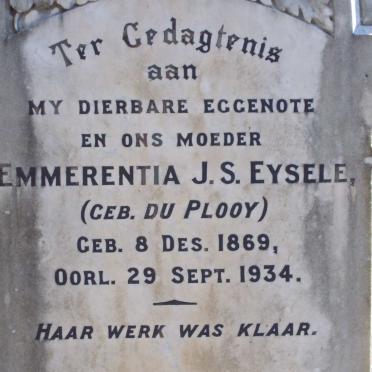 EYSELE Emmerentia J.S. nee DU PLOOY 1869-1934