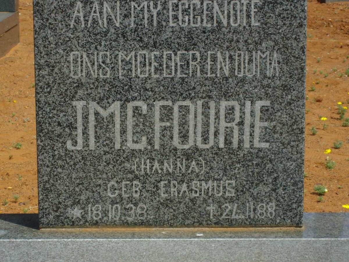 FOURIE J.M.C. neé ERASMUS 1938-1988