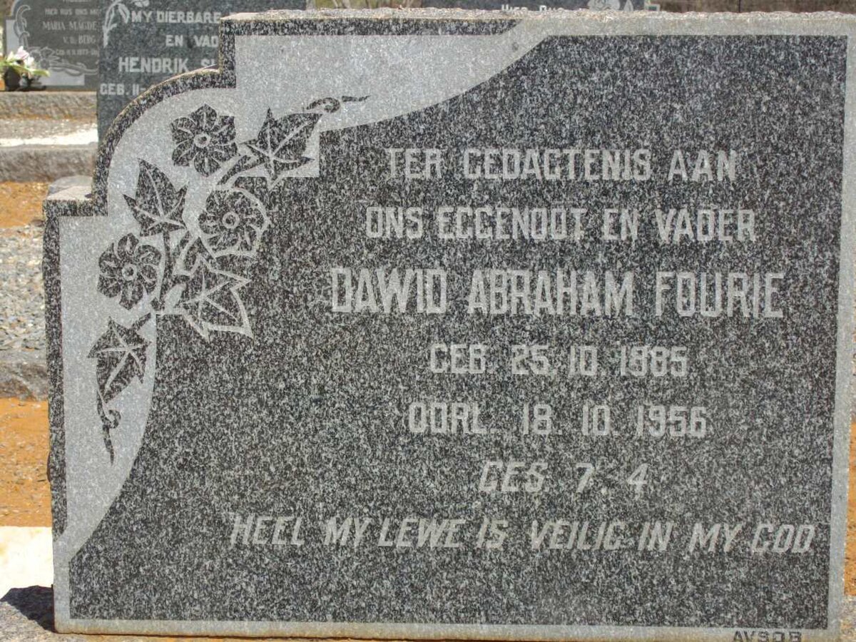 FOURIE Dawid Abraham 1885-1956