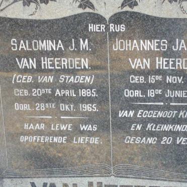 HEERDEN Johannes Jacobus, van 1877-1946 &amp; Salomina J.M. VAN STADEN 1885-1965