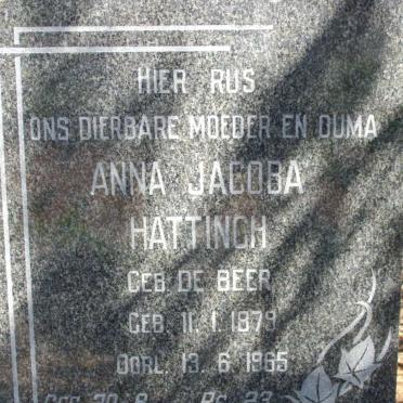 HATTINGH Anna Jacoba nee DE BEER 1879-1965