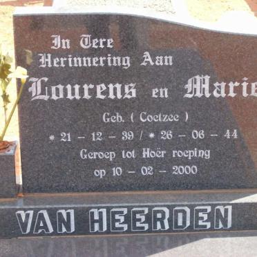 HEERDEN Lourens, van 1939-2000 &amp; Marie COETZEE 1944-2000