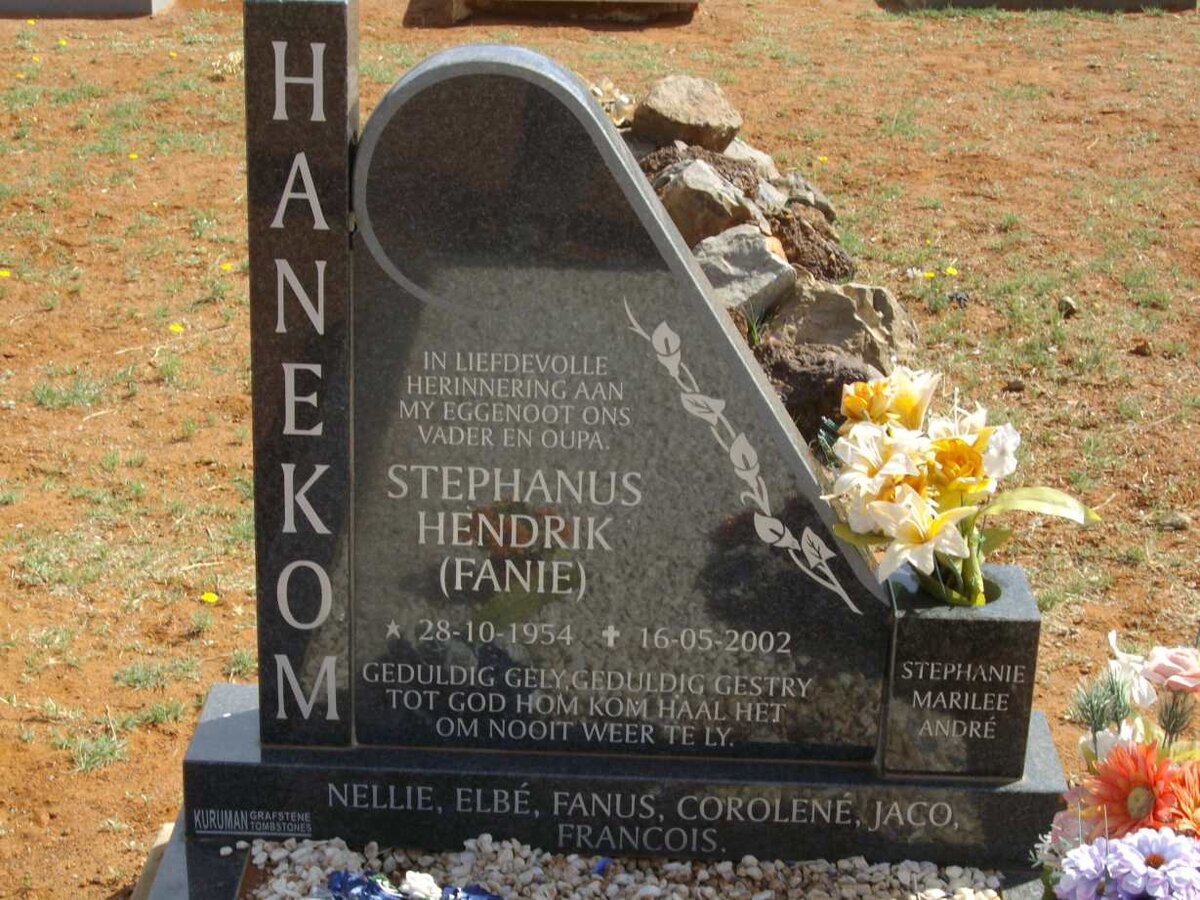 HANEKOM Stephanus Hendrik 1954-2002