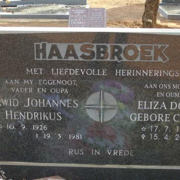 HAASBROEK Dawid Johannes Hendrikus 1926-1981 &amp; Eliza Doris COLYN 1930-2009 