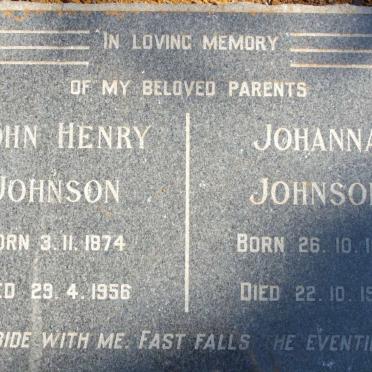 JOHNSON John Henry 1874-1956 &amp; Johanna 1872-1948