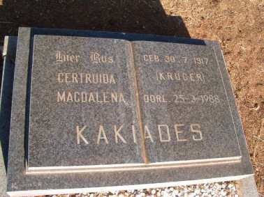 KAKIADES Gertruida Magdalena nee KRUGER 1917-1988