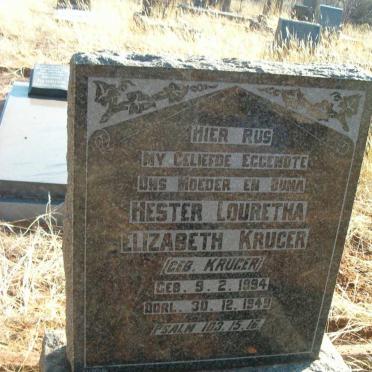 KRUGER Hester Louretha Elizabeth nee KRUGER 1894-1949