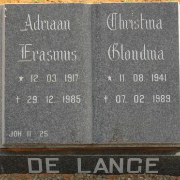 LANGE Adriaan Erasmus, de 1917-1985 &amp; Christina Gloudina 1941-1989