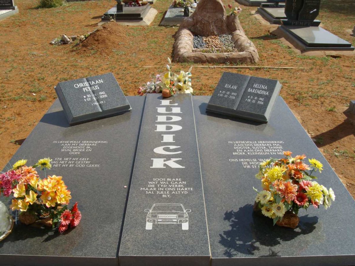 LUDDICK Christiaan Petrus 1965-2005  :: LUDDICK Helena Barendina 1962-2006 :: LUDDICK Riaan 1990-2006
