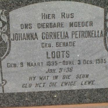 LOOTS Johanna Cornelia Petronella nee BENADE 1895-1985