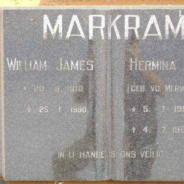 MARKRAM William James 1910-1990 &amp; Hermina C. V.D. MERWE 1906-1986