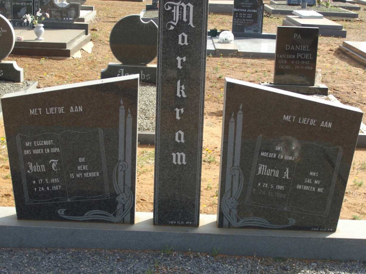 MARKRAM John T. 1895-1987 &amp; Maria A. 1905-1988