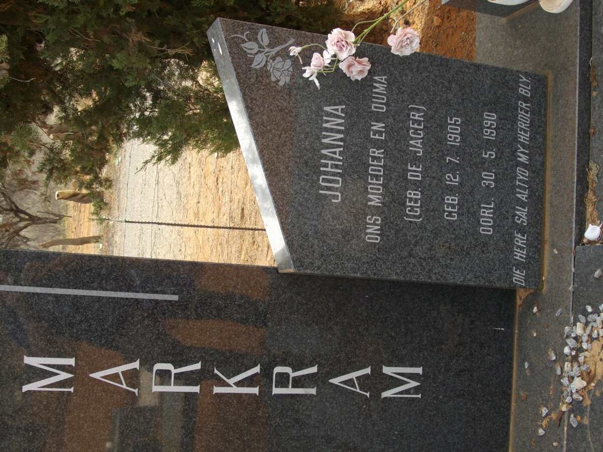 MARKRAM Johanna nee DE JAGER 1905-1990