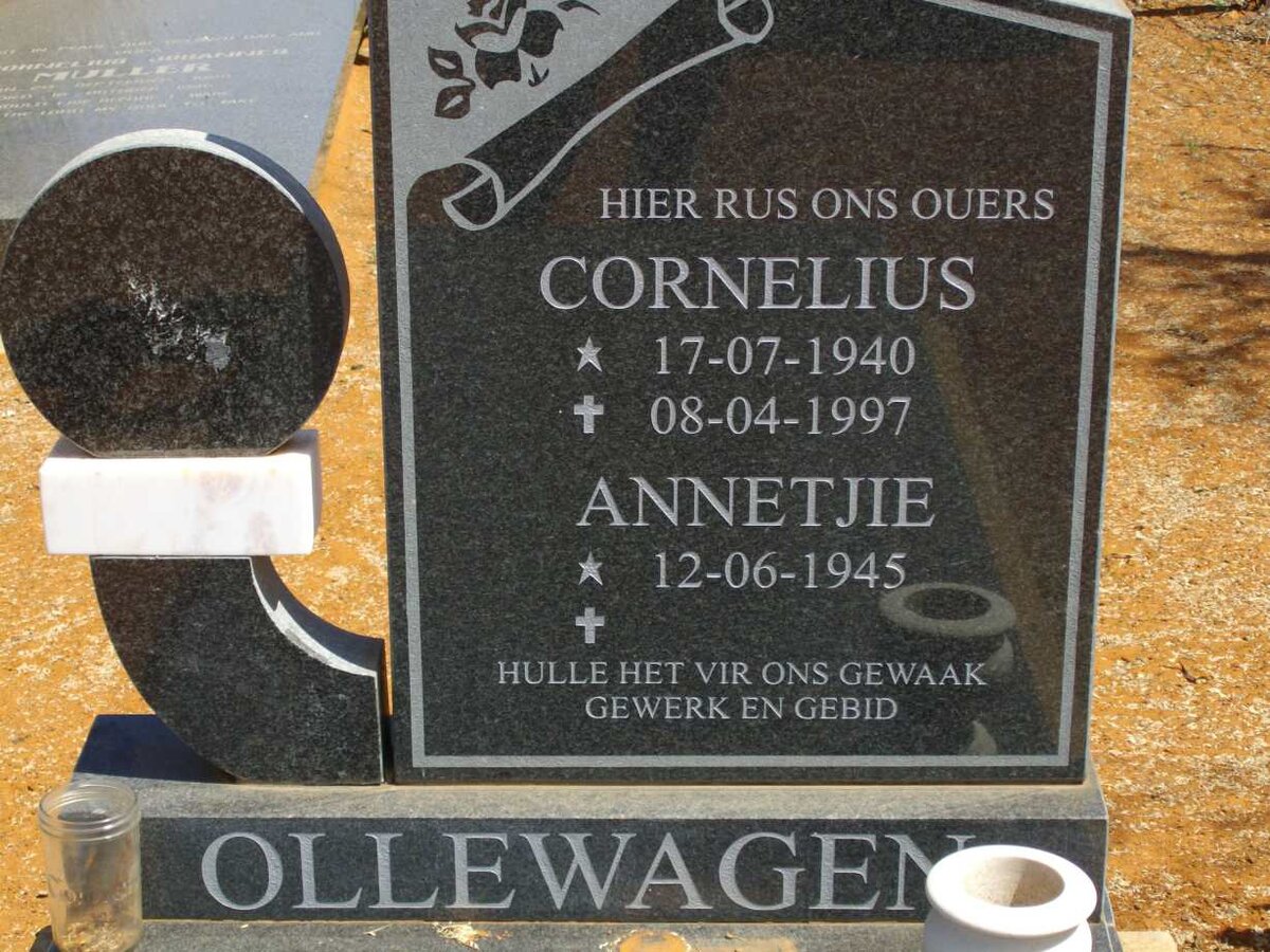 OLLEWAGEN Cornelius 1940-1997 &amp; Annetjie 1945-