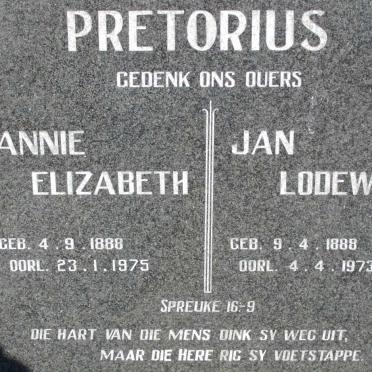 PRETORIUS Jan Lodewikus 1888-1973 &amp; Annie Elizabeth 1888-1975