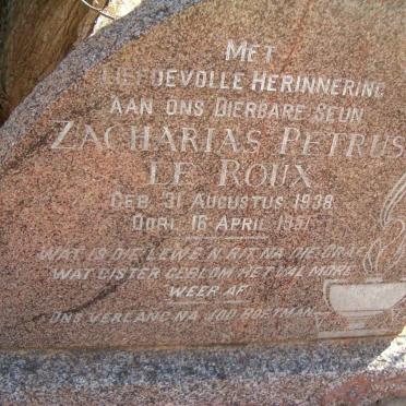 ROUX Zacharias Petrus, le 1938-1951