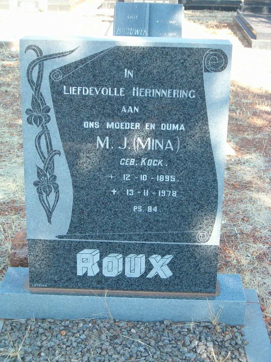 ROUX M.J. nee KOCK 1895-1978