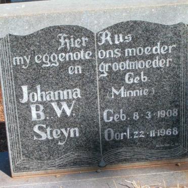 STEYN Johanna B.W. nee MINNIE 1908-1968