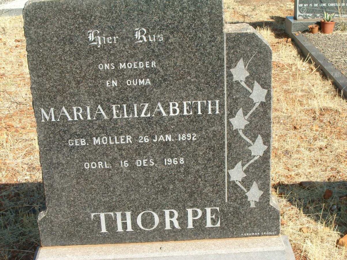 THORPE Maria Elizabeth nee MOLLER 1892-1968