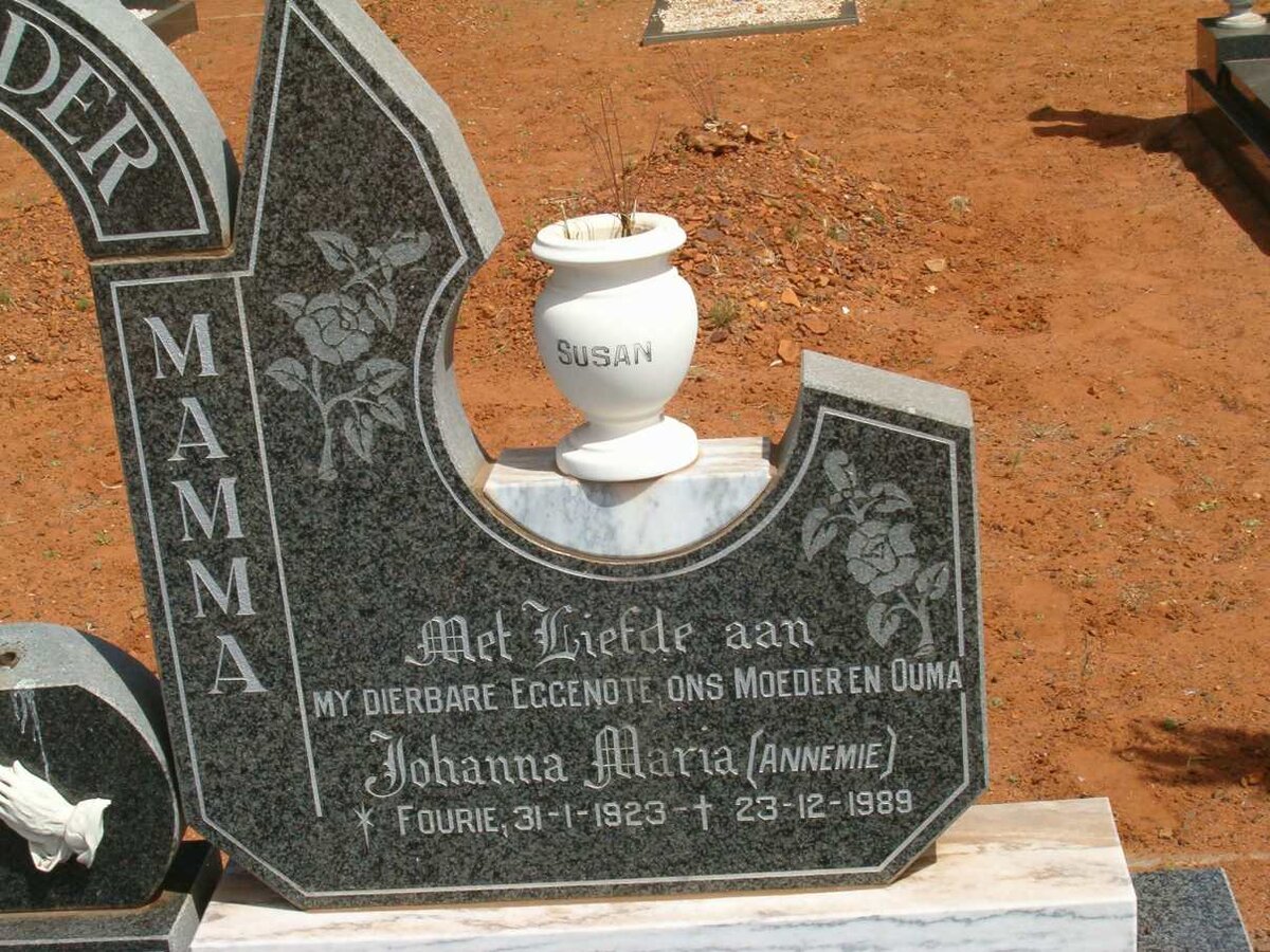 TONDER Johanna Maria, van nee FOURIE 1923-1989