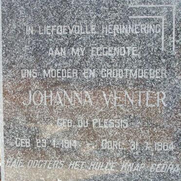 VENTER Johanna nee DU PLESSIS 1914-1964