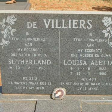 VILLIERS Sutherland, de 1915-  &amp; Louisa Aletta 1923-1990