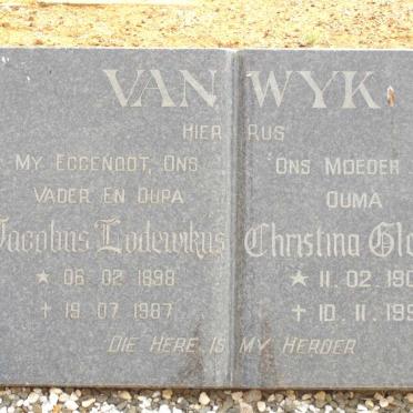 WYK Jacobus Lodewikus, van 1898-1987 &amp; Christina Glodina 1906-1990