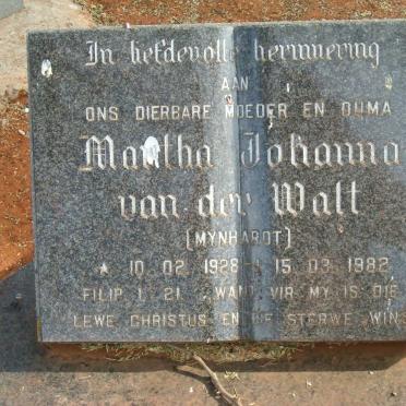 WALT Martha Johanna, van der nee MYNHARDT 1928-1982