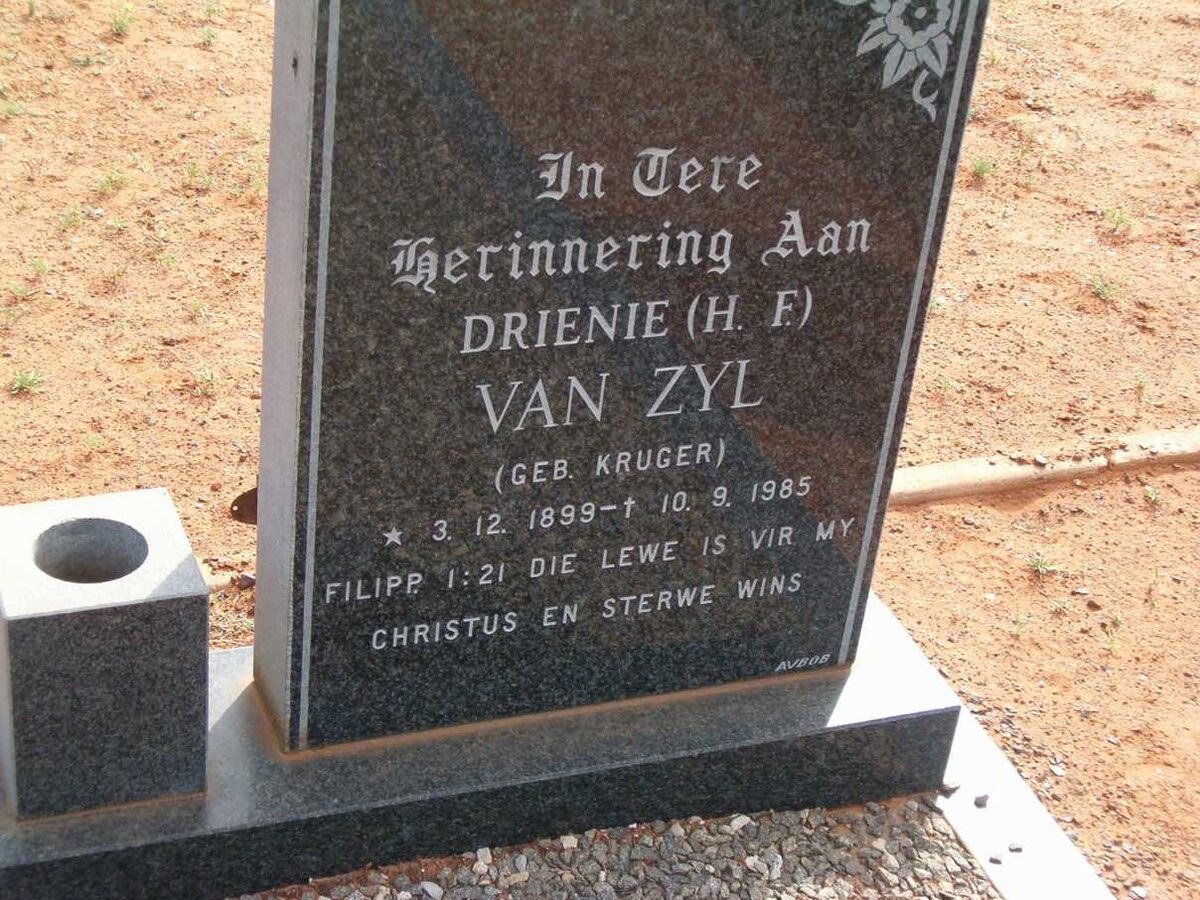 ZYL H.F., van nee KRUGER 1899-1985