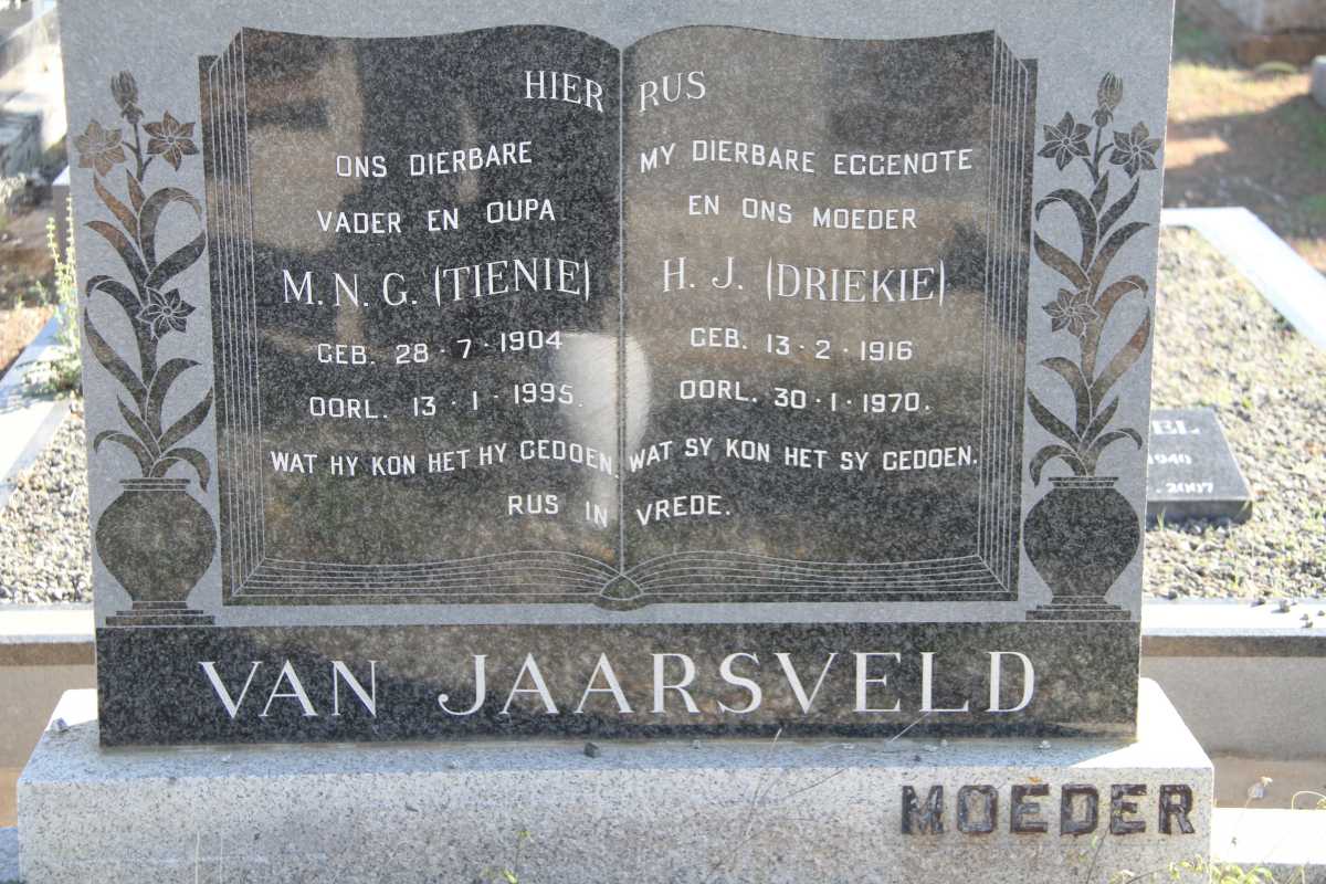JAARSVELD M.N.G., van 1904-1995 &amp; H.J. 1916-1970