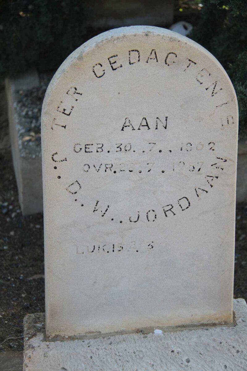 JORDAAN J.D.W. 1862-1957