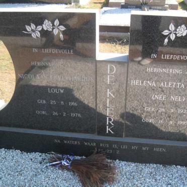 KLERK Nicolaas Euverhardus Louw, de 1916-1978 &amp; Helena Aletta NEL 1921-1999
