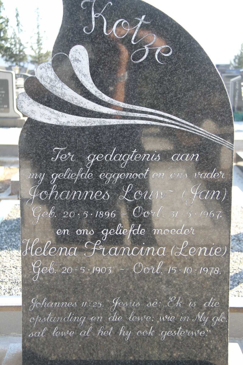 KOTZE Johannes Louw 1896-1967 &amp; Helena Francina 1903-1978