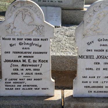 KOCK Michiel Josias, de 1865-1954 &amp; Johanna M.E. NIEUWOUDT 1882-1940