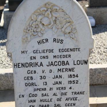 LOUW Hendrika Jacoba nee VAN DER MERWE 1894-1952