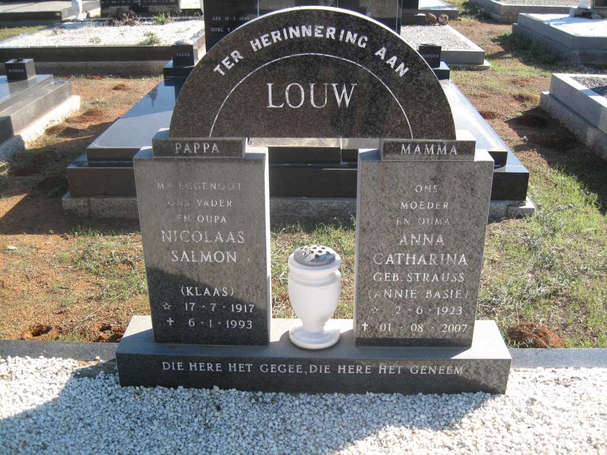 LOUW Nicolaas Salmon 1917-1993 &amp; Anna Catharina STRAUSS 1923-2007