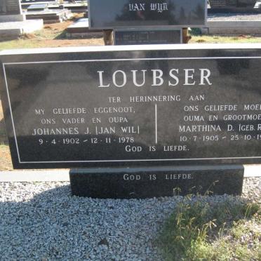 LOUBSER Johannes J. 1902-1978 &amp; Marthina D. RAS 1905-1988